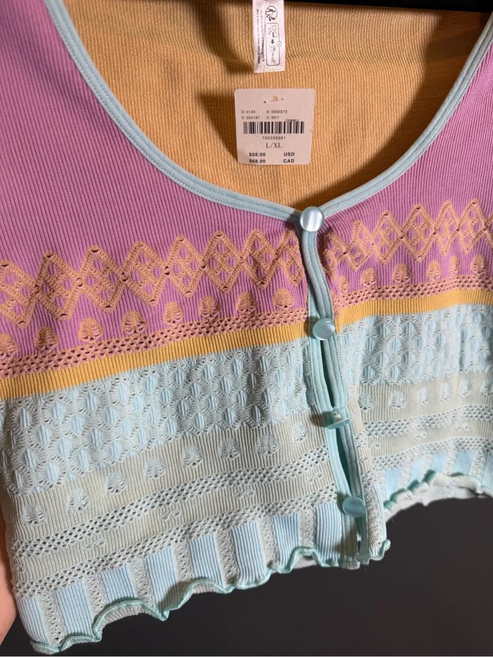 Anthropologie | Lyrebird Textured Seamless Pastel Crop Top | Large - XL / NWT